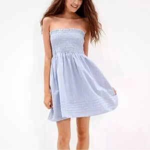 American Eagle Striped Seersucker Smocked Mini Dress XS